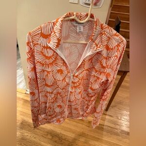 Tommy Bahama Golf Women’s Orange & White Print Full Zip Jacket Size Medium